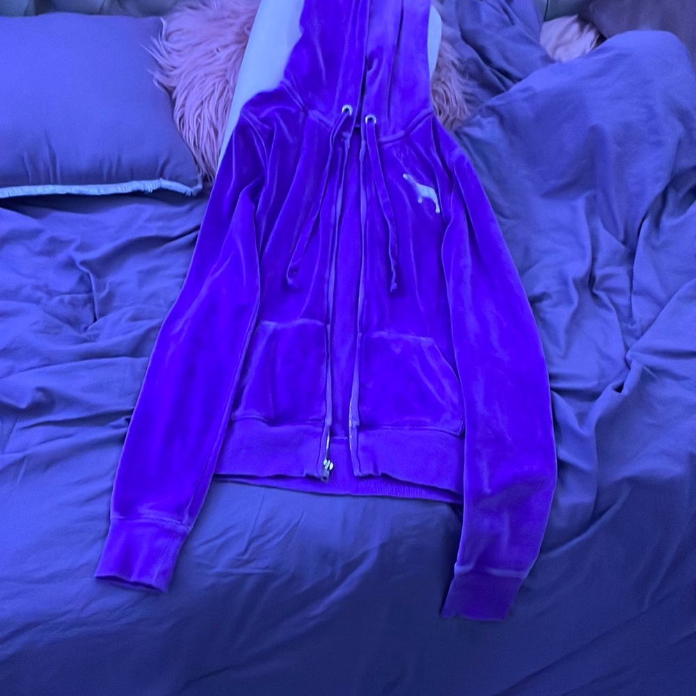 PINK Victoria’s Secret Purple Velour Zippered Jacket